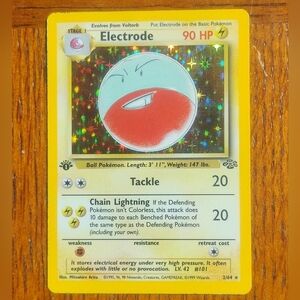 * LP WOTC 1st Edition Holo Electrode 2/64 Jungle Set Pokemon Card